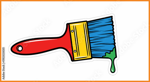 Colorful Paint Brush with Bristles.