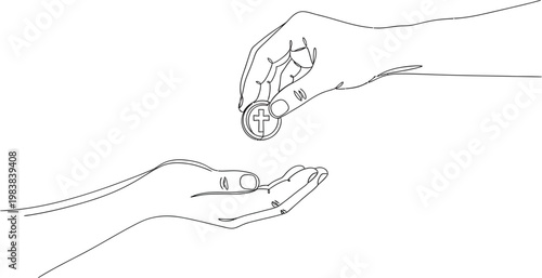 Christian Charity Donation Line Art