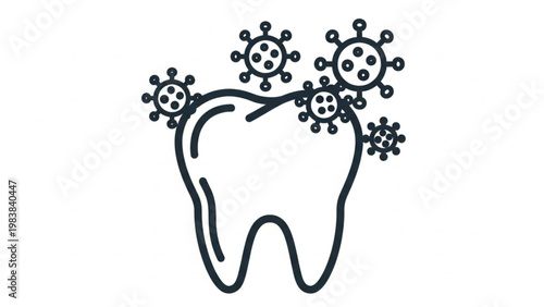 World Oral Health Day Illustration of a healthy tooth with a few viruses surrounding it symbolizing oral hygiene and dental health protection