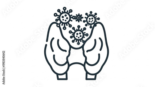 World Thyroid Day a human thyroid gland affected by viral particles, symbolizing disease, infection, or an autoimmune condition impacting endocrine system health and function