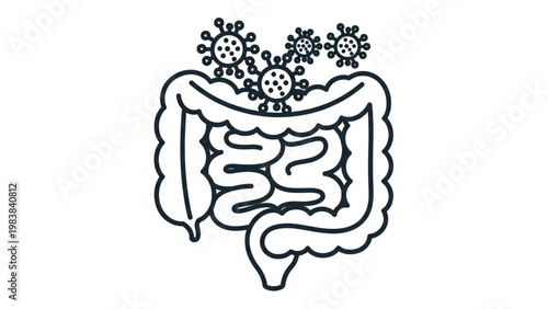 World Digestive Health Day human intestines under viral attack, symbolizing digestive system infections, gut microbiome imbalance, and gastrointestinal health challenges