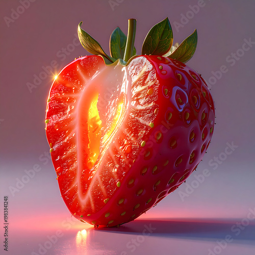 A glossy red strawberry