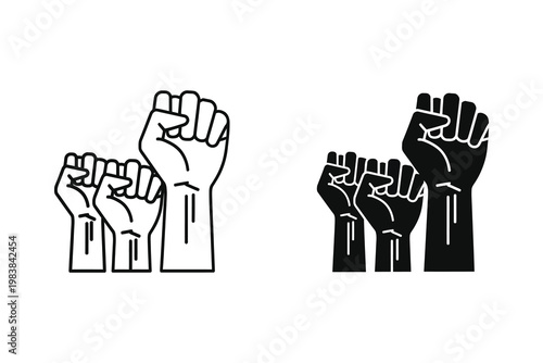 Raised Fists Vector Illustration - Black Lives Matter Symbol and Protest Icon
