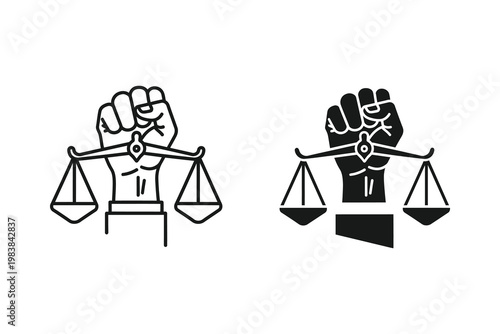Fist Holding Scales of Justice Vector Illustration, Symbolizing Equality and Fairness