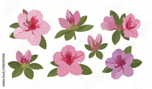 Foto Decorative azalea flower vector composition with floral pattern style elegant bo