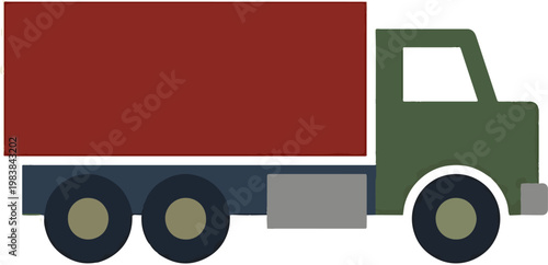 Cargo truck illustration, freight transportation and delivery vehicle concept, logistics and shipping service, modern flat vector design
