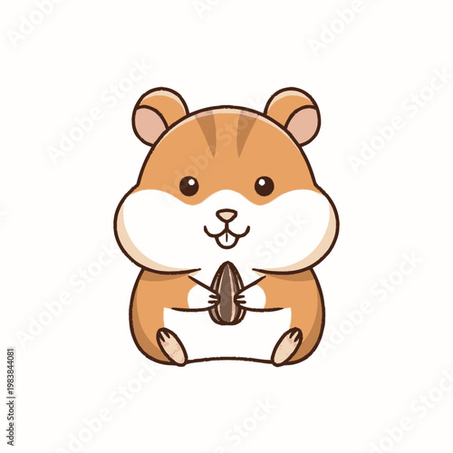 Cute Cartoon Hamster Holding Food.