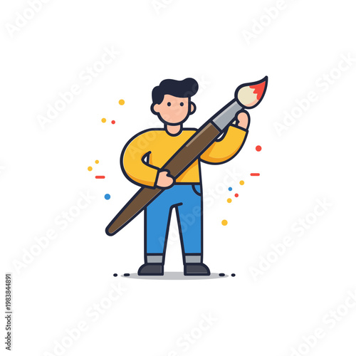 cartoon artist with paintbrush