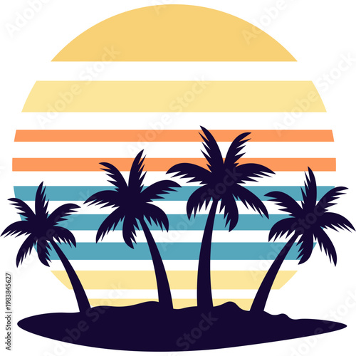 Retro Sunset Palm Trees