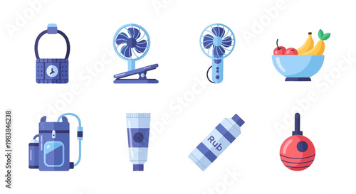 Collection of Summer Beach Essentials and Outdoor Items