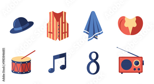 Music and Cultural Icons Collection with Traditional Accessories