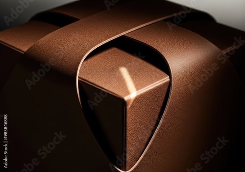 Elegant brown textured leather gift box featuring minimalist ribbon wrap