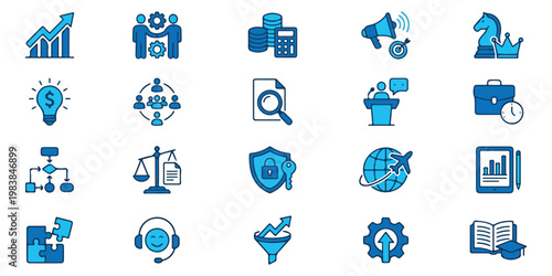 Business and finance icons set for marketing and management concepts
