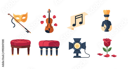 Collection of Musical Instruments and Stage Props for Performing Arts