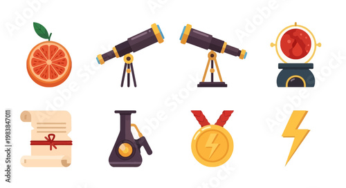 Collection of Scientific and Analytical Instruments with Medal and Scale