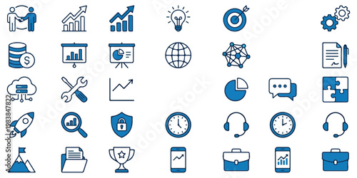 Business Finance and Technology Icons for Marketing and Growth Strategy