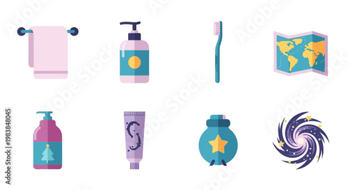 Colorful Bathroom Hygiene Set with Toothbrush and Travel Essentials