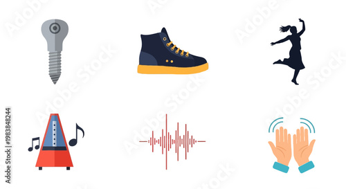 Collection of Music and Fashion Icons with Dance Elements