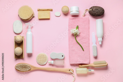 Frame made of bath supplies...