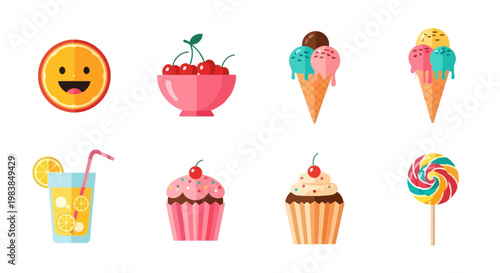 Colorful Ice Cream and Dessert Collection for Summer Treats