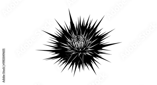 Black abstract spiky explosion against white background