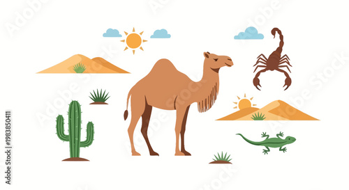 Brown Camel Standing Alone Desert Animal.