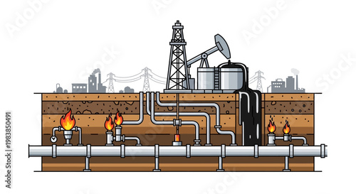 Oil Rig Industrial Extraction Process.