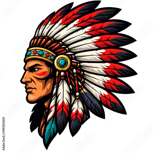 indian chief head vector