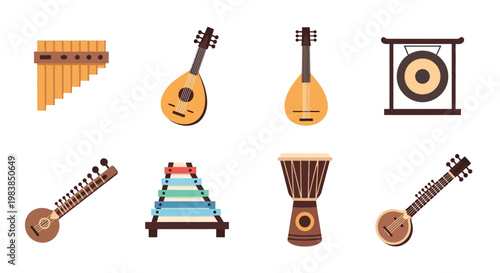 Collection of Traditional Musical Instruments for Folk Music