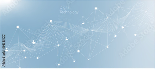 Abstract tech network connection dots. Digital technology and big data analysis background. Abstract christmas background