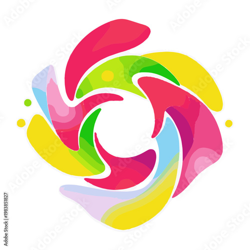 Abstract Circular Synergy Mandala with Bold Colorful Flow and Vibrant Tones
