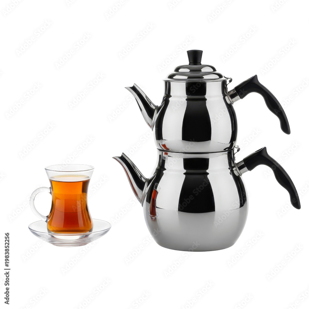 Obraz premium Turkish tea set with glass and teapot