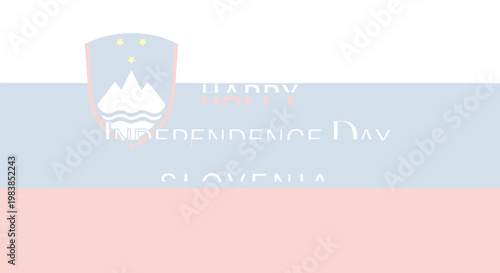 Slovenia Independence Day celebration banner with national flag and coat of arms