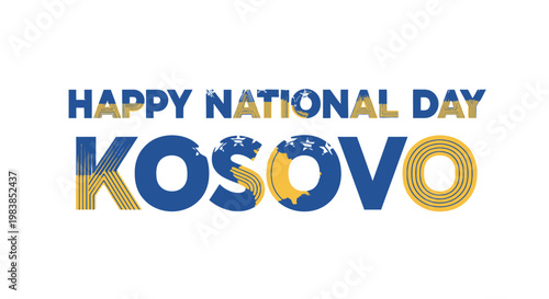 Happy National Day Kosovo text illustration
