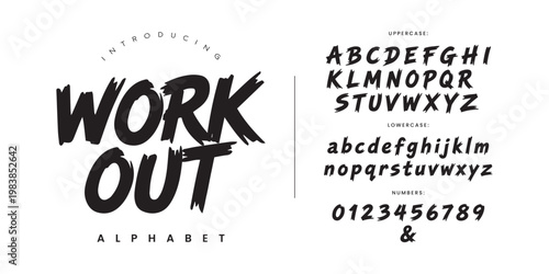 Work Out bold athletic brush display font for gym fitness branding and high intensity training sports poster