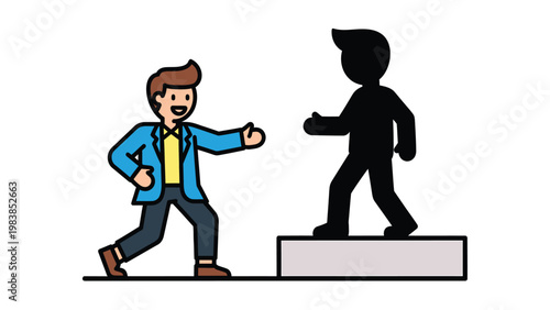 Man offering helping hand to silhouette on step, symbolizing mentorship, support, and opportunity for growth