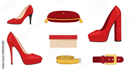 Red High Heels and Accessories for Fashionable Style