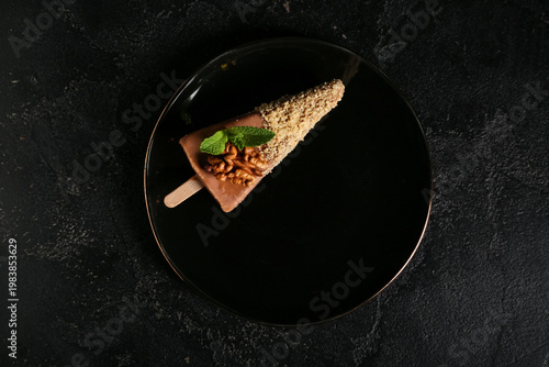 Plate with tasty cheesecake...