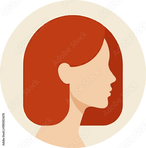 Redhead woman profile portrait illustration, natural beauty and individuality concept, modern flat vector illustration