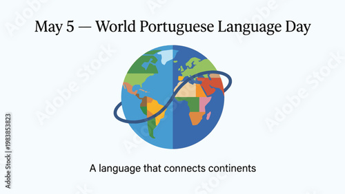 World Portuguese Language Day with globe and connection lines, global communication and language learning concept, modern flat vector illustration