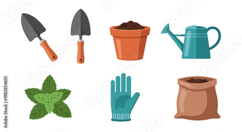Gardening Tools and Supplies Set for Plant Care and Growth