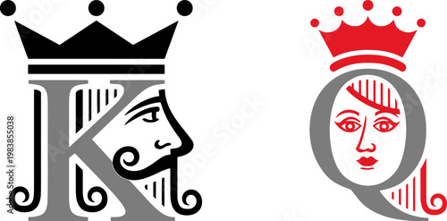 King and Queen Playing Card Face Illustration Classic