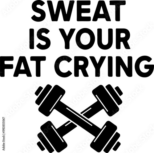 Fitness motivation quote, gym typography, vector illustration, workout phrase, dumbbell graphic