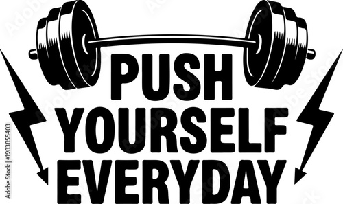 Fitness motivation quote, gym typography, motivational phrase, workout vector