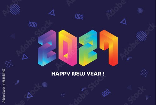 Retro-pop New Year's card designs, postcard templates and New Year's card materials for 2027.