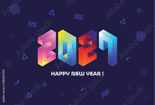 Retro-pop New Year's card designs, postcard templates and New Year's card materials for 2027.