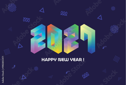Retro-pop New Year's card designs, postcard templates and New Year's card materials for 2027.