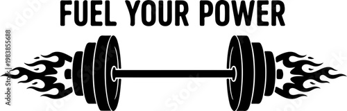 Fitness motivation, gym, weightlifting, powerlifting, workout, exercise, barbells, flames, vector