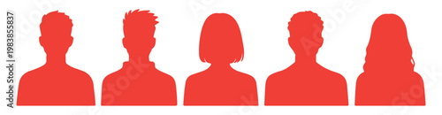 Set of diverse people silhouettes vector illustration of various head shapes ideal for user interface and profile placeholders