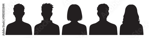 Set of diverse people silhouettes vector illustration of various head shapes ideal for user interface and profile placeholders
